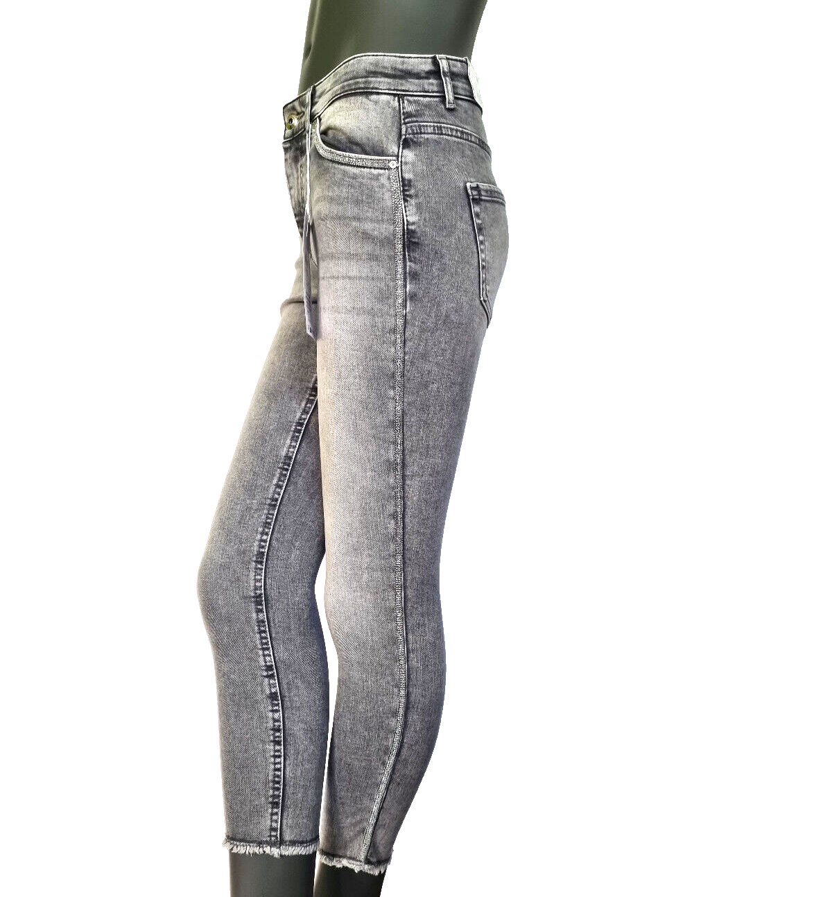 Only Blush Skinny Fit Jeans used Look 7/8 tel Glitzer Seitenstreifen Gr.L/36-38