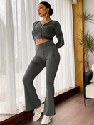 Zeige Bild Adidas Rib Pants Flared Leggings grau Freizeithose Gr. S /34-36 2