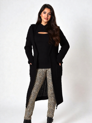 Aniston Strickjacke Longjacke Kapuze schwarz onesize 38/40