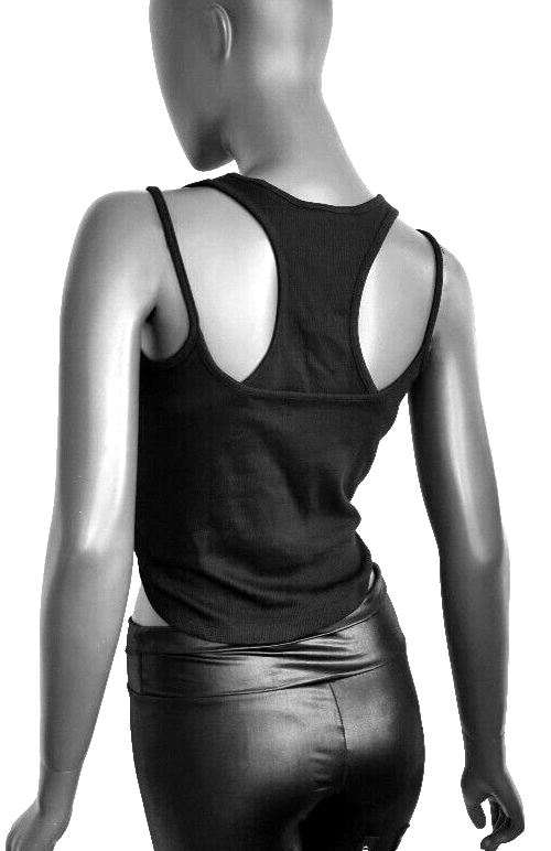 Calvin Klein Badge Rib double Layer Top crop black Gr.XL 40/42