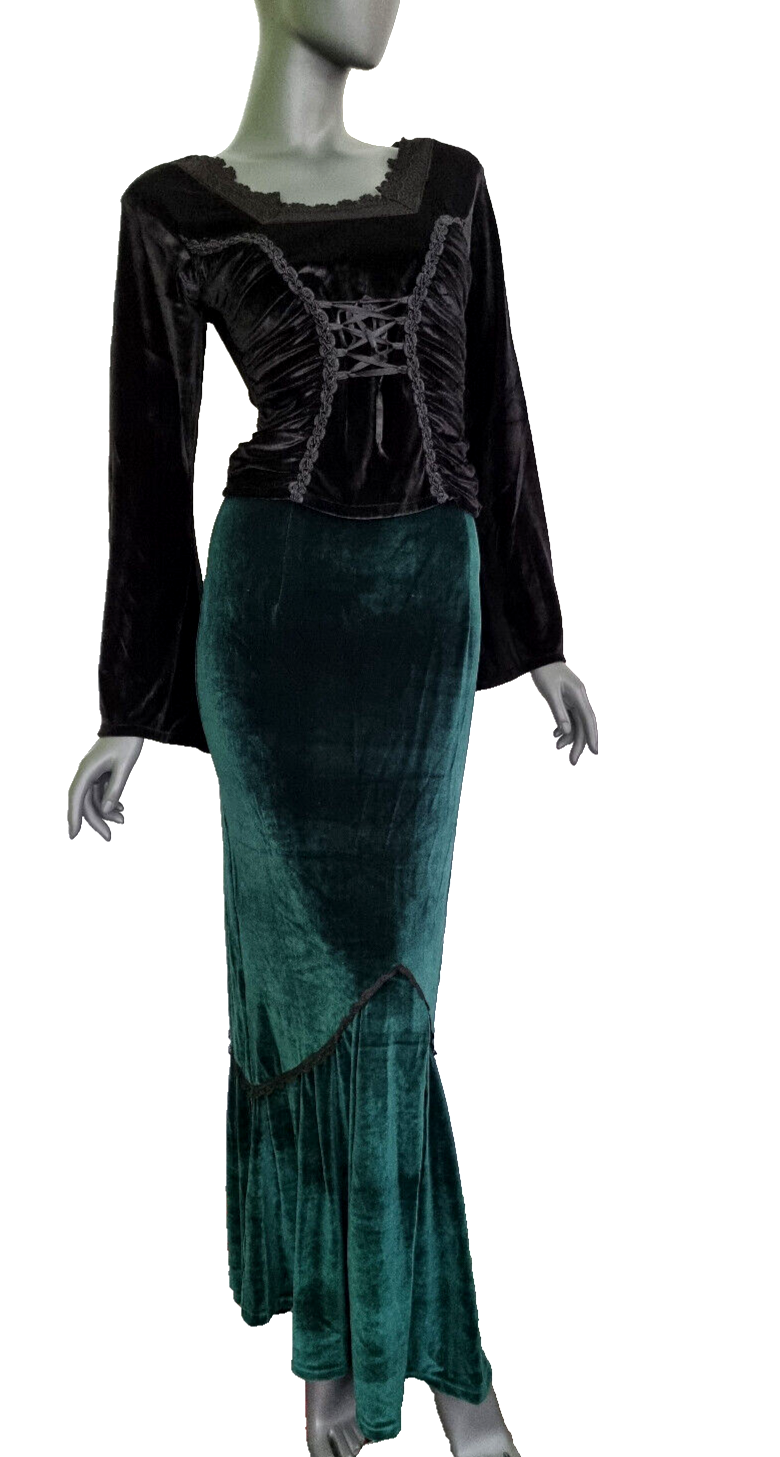 Bäres Maxirock  Samt  victorian gothic Pixie grün Gr.36/38