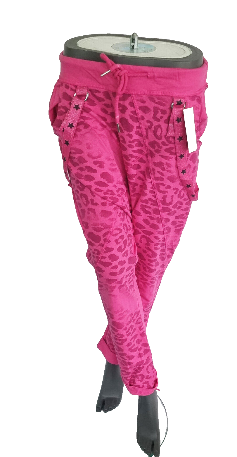 Jogpants Italy Freizeithose Schlupfhose Leopard Harem Boyfriend Gr.34-38 onesize