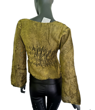 Kurz-Bluse Boho Hippie Ethno olive vintage Gr.34-38 freesize