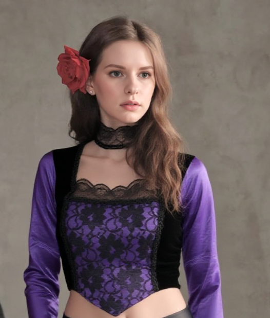 Miedertop Samt Spitze Gothic victorian barock schwarz Gr. 34-38