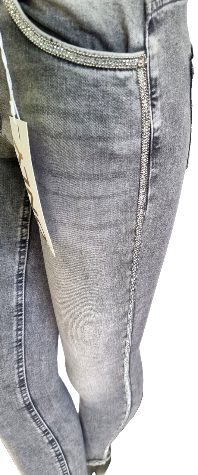 Only Blush Skinny Fit Jeans used Look 7/8 tel Glitzer Seitenstreifen Gr.S 32-34