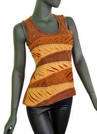 Razor Cut Damen Top Ethno Nepal Flower Hippie Boho Vintage blau Gr.34-38