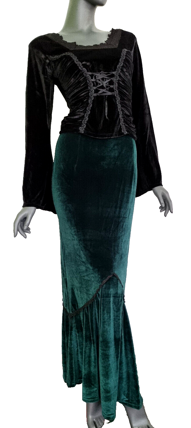 Bäres Maxirock  Samt  victorian gothic Pixie grün Gr.36/38
