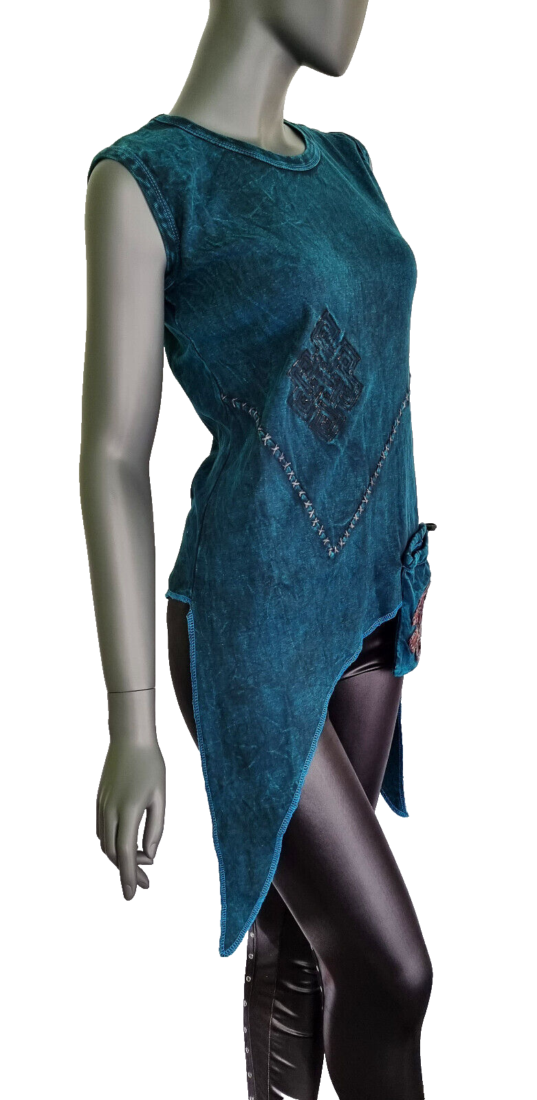 Ethno celtic Shirt Damen Zipfel Tasche Geldkatze Stickerei Ornamente Gr.34-40