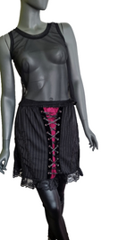 Zeige Bild Rock Corsagenschnürung Gothic Punk Rock Pinstripe  schwarzrot Gr. 34-38 freesize 3