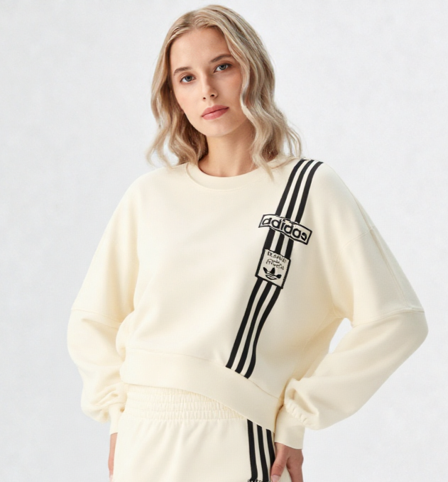 Adidas Oversize Crop Sweatshirt hellbeige loose fit Gr.2XL /46-48-50