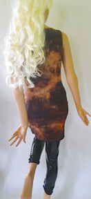 Zeige Bild Sexy Batik Shirtkleid Ripptop Longtop braun Gr.32-40 3