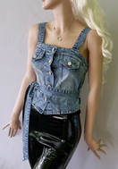 Zeige Bild Sexy Jeanstop Schnürung + Gürtel Gr.34-40 3