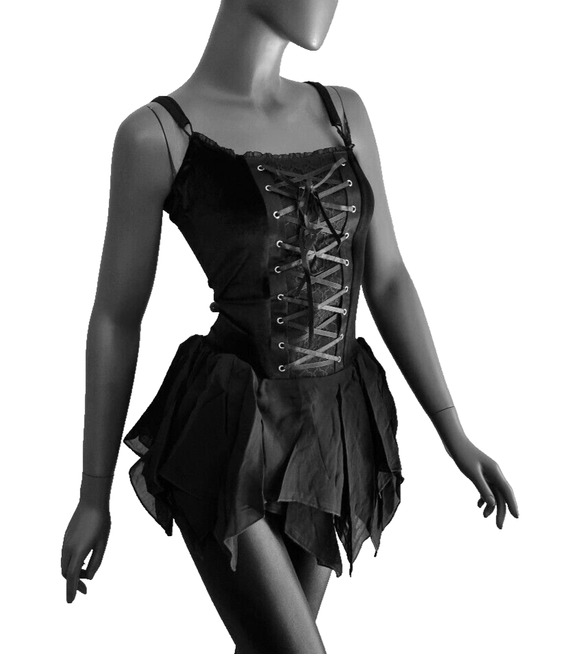 Corsagentop Mieder Gothic Punk Victorian  Medieval Zipfel schwarz Gr.36-40