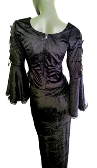 SamtBluse  Miederbluse Gothic Larp Witch Medieval schwarz Gr. 36-40