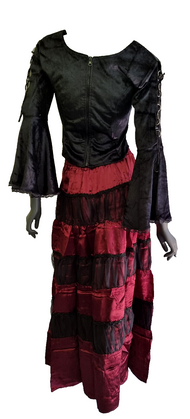 Maxirock Gothic Victorian Punk Larp Tüll Stufenrock bordeaux Gr.36-42 freesize