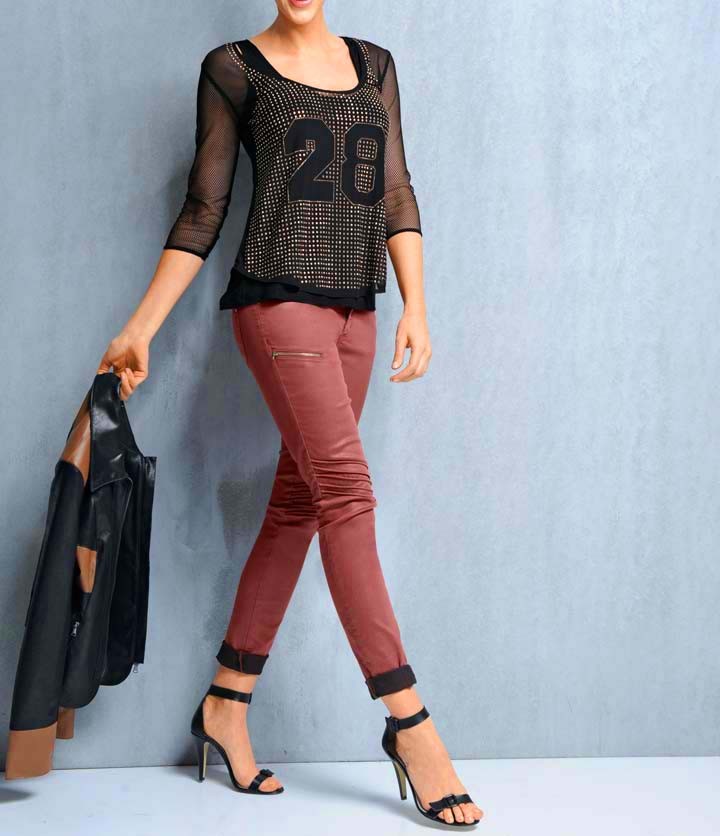 Shirt mit Nieten + Top 2 in 1 Gr. 34,38,40,42