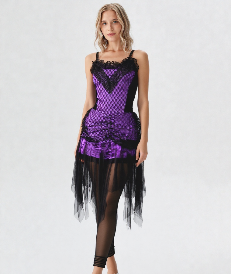 Corsagenkleid Spitze Gothic victorian Punk Zipfelkleid lila Gr.36/38 kl.40