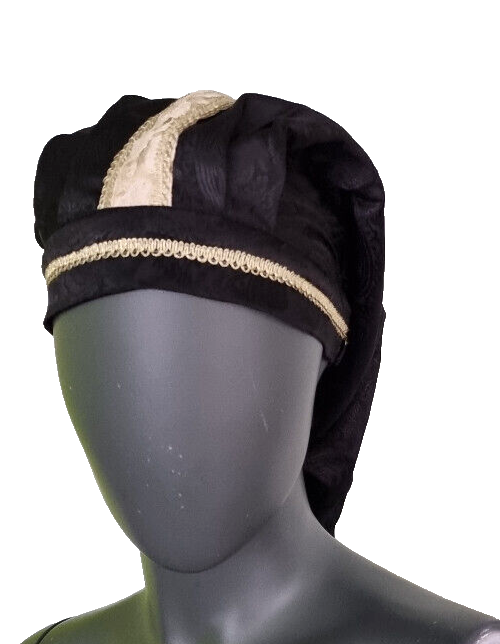 Mittelalter LARP Haube Brokat schwarz Gugel Zipfelmütze Erwachse