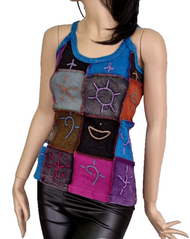 Ethno Patchwork Tops Flower natural Symbols Gr.36/38