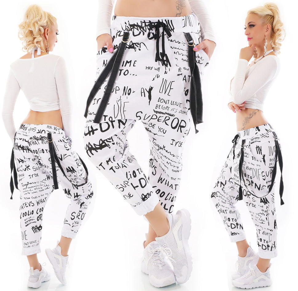 ITALY JogpantsBaggy HaremHose Print 6 Farben 34-40 onesize