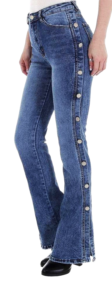 Laulia Damen Skinny Flare Jeans high waist Seitenknöpfe Bootcut Gr.M/36