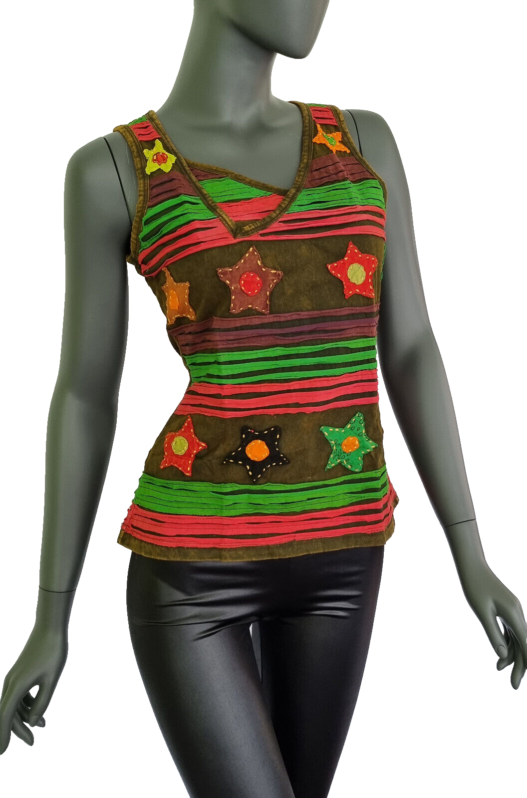 Razor Cut Damen Top Ethno Nepal Flower Hippie Boho Gr. 38/40 onesize