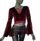 Zeige Bild SamtBluse  Gothic Larp dark Witch Medieval  Spitze schwarz Glockenärmel 36-40 4