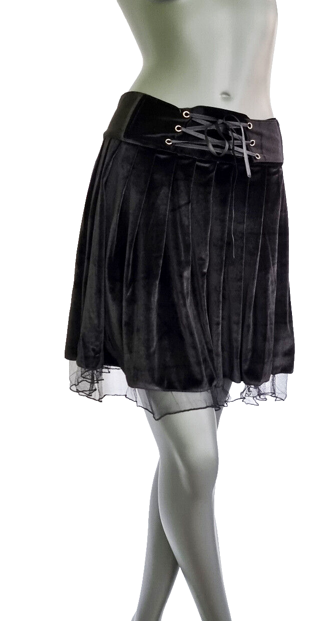 Minirock Samtrock Faltenrock Gothic Punk Rock Pixie Dark schwarz Gr.38/40