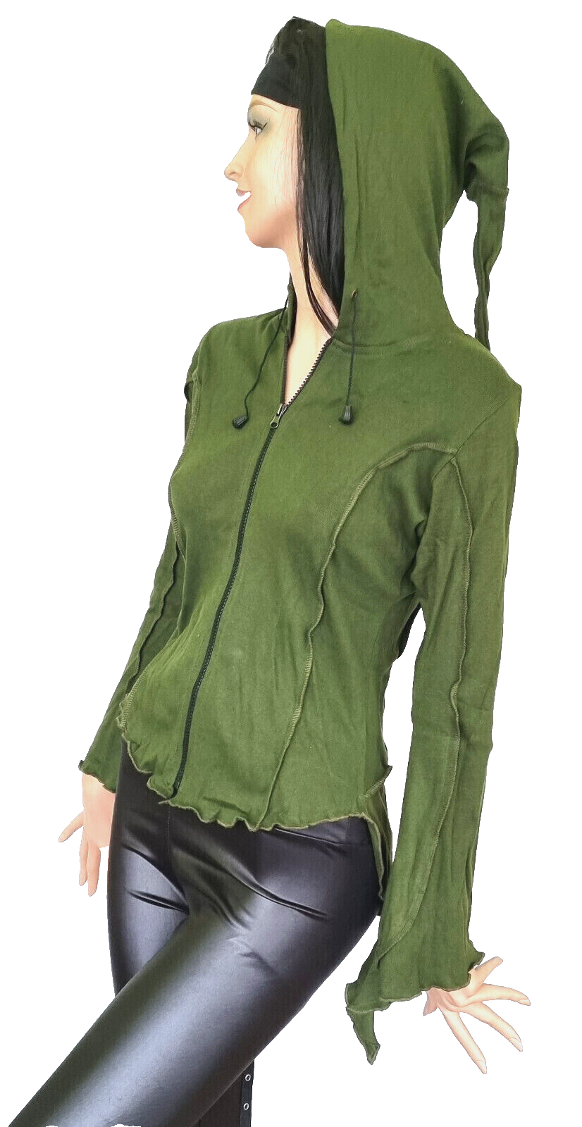 Gugel Shirtjacke Goa Ethno Boho Medieval Hippie schwarz Gr.S/M