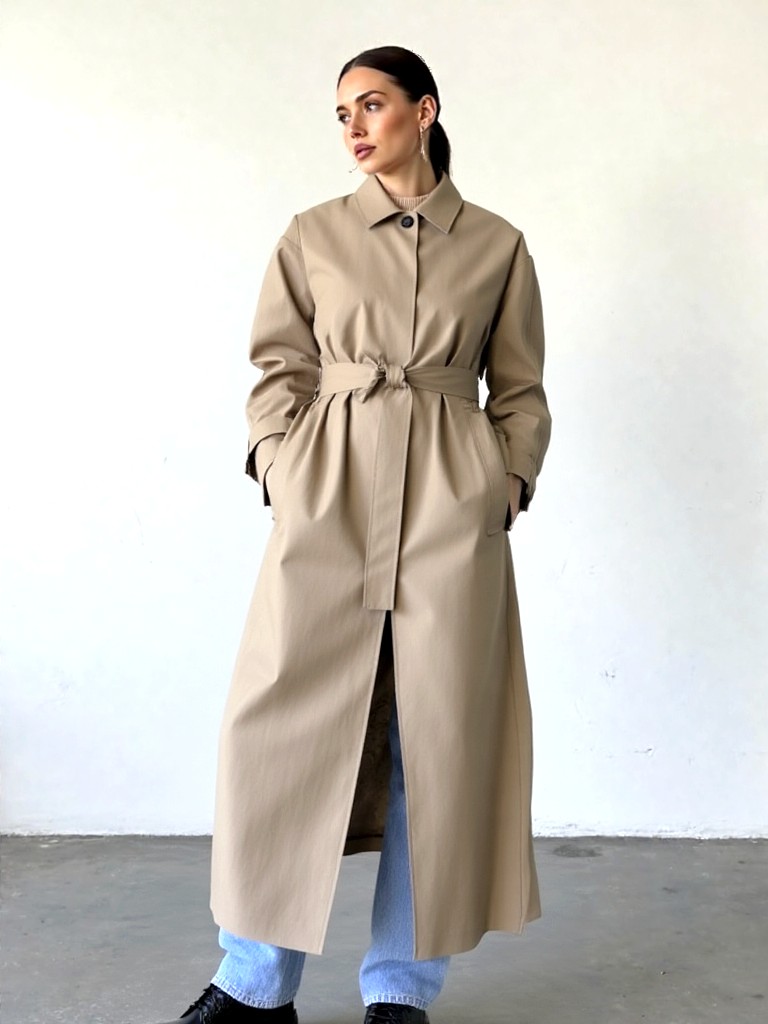 Calvin Klein Trenchcoat Mantel Übergang grau taupe Gr.L/40-42