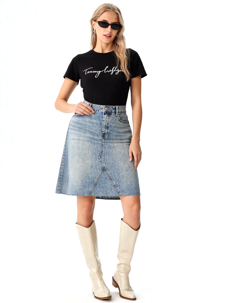 Tommy Hilfiger Jeansrock blau Mio used look Gr. 34-36