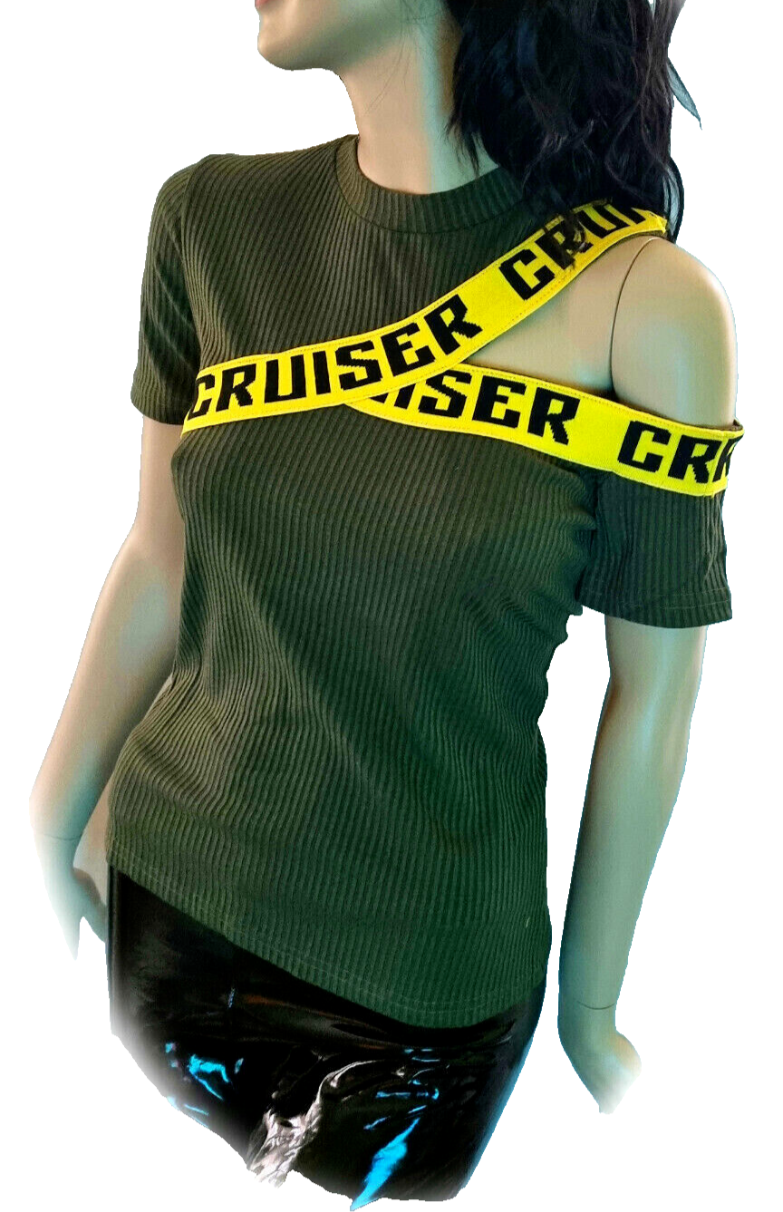 Stretchshirt Cut Out Ripp-Shirt oliv Gr.36/38