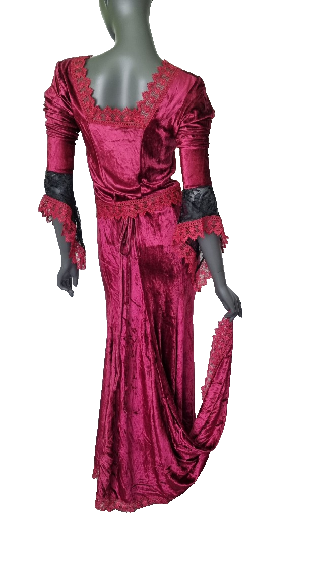 2 Teiler Rock + Bluse Gothic Barock Victorian bordeauxfarben Gr.36/38 kl.40