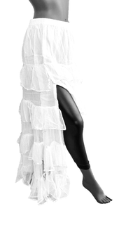 Maxirock Gothic Victorian Punk Pixie Fairy Boho Tüll Stufenrock weiss Gr.34-44