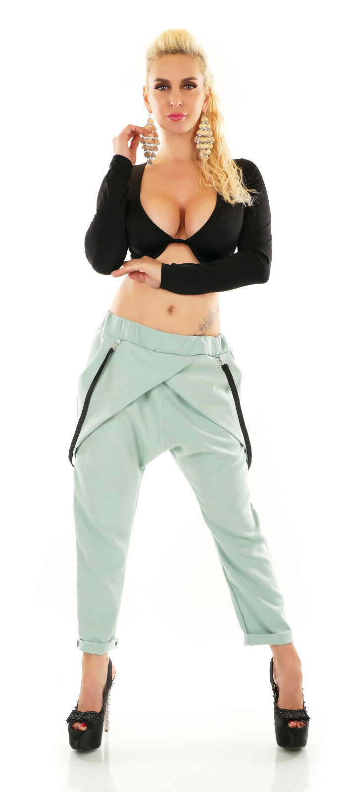 Damen Harem JogPants Baggy Boyfriend Freizeithose Bänder 34-38 onesize