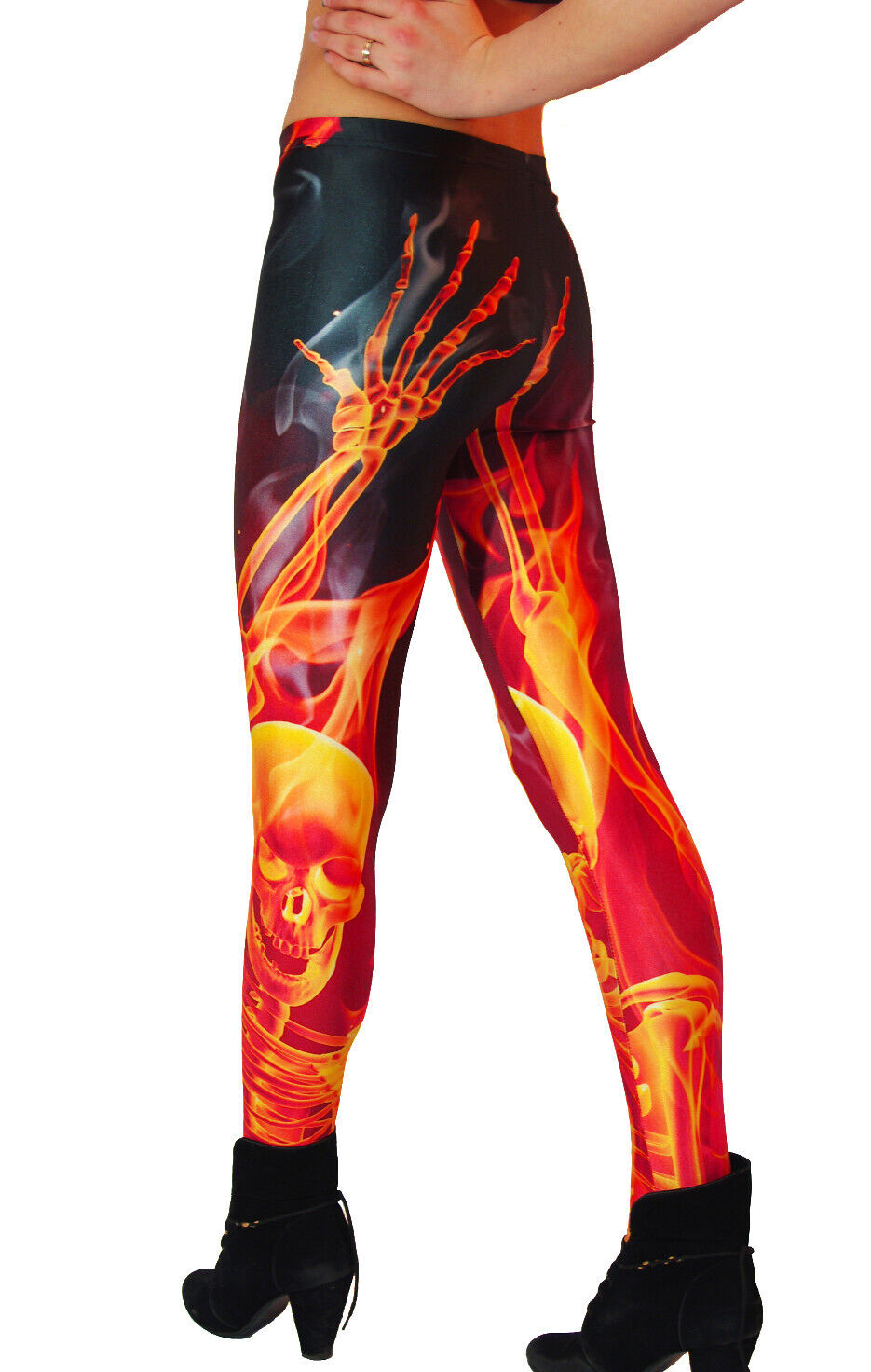 Glanz Leggings Skull Fire Gr.34/36