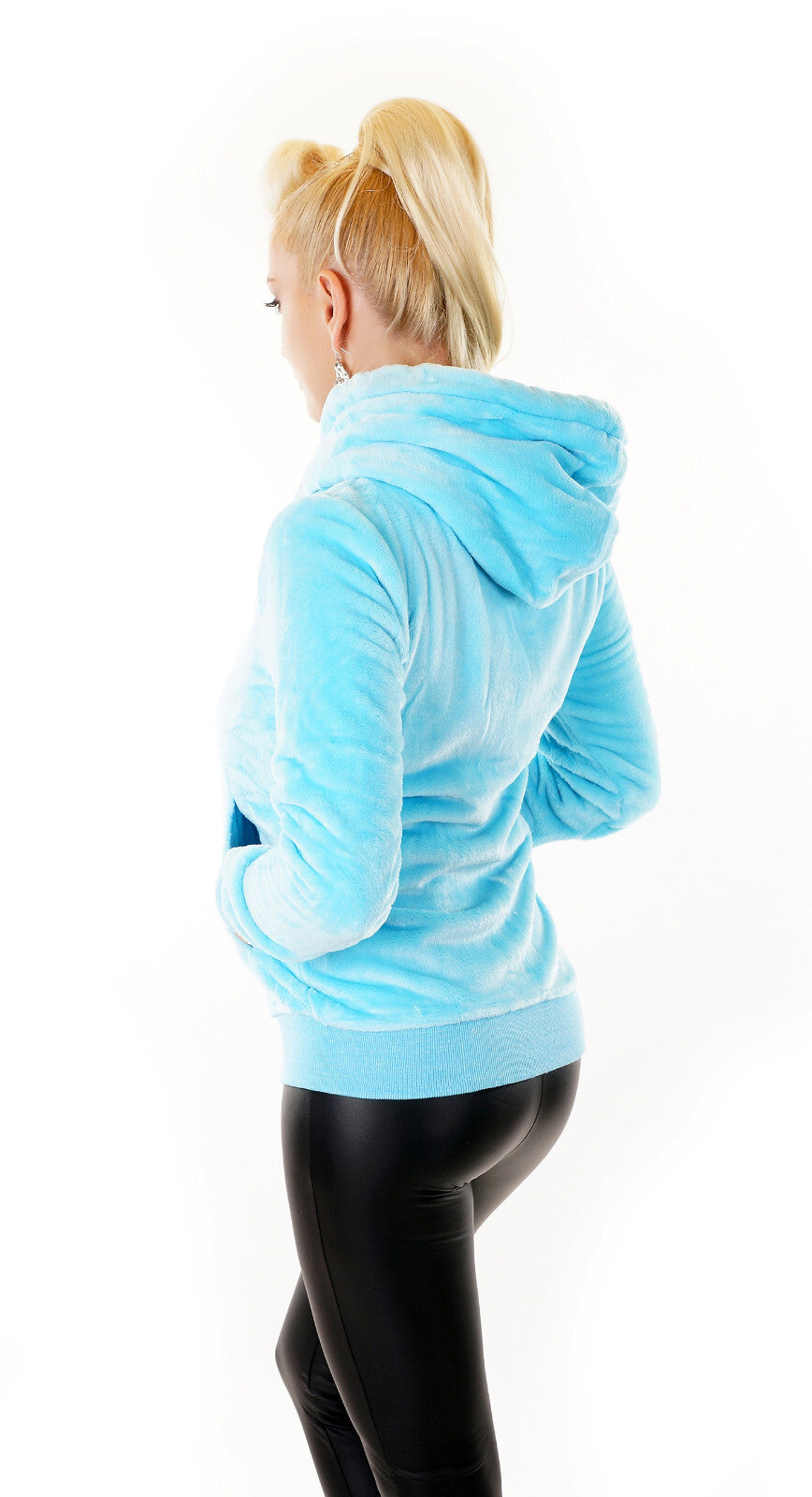 Flauschjacke Nicki Übergangsjacke gefüttert Teddyfell hellblauGr. 40-42