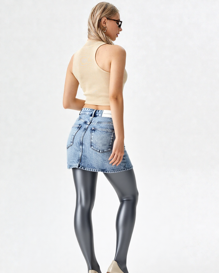 Calvin Klein Salt Pepper A-Linie Jeansrock highwaist Gr. 164/34