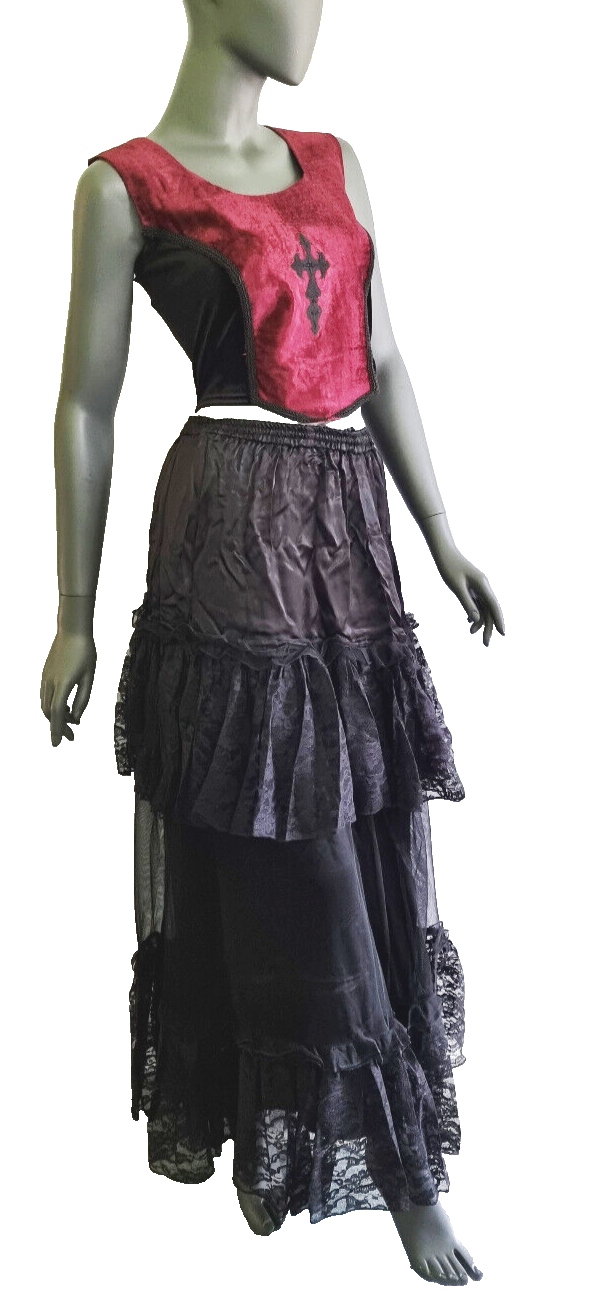 Corsagentop Samt Gothic Punk Medieval Witch petrolblau Gr.36 kleine 38