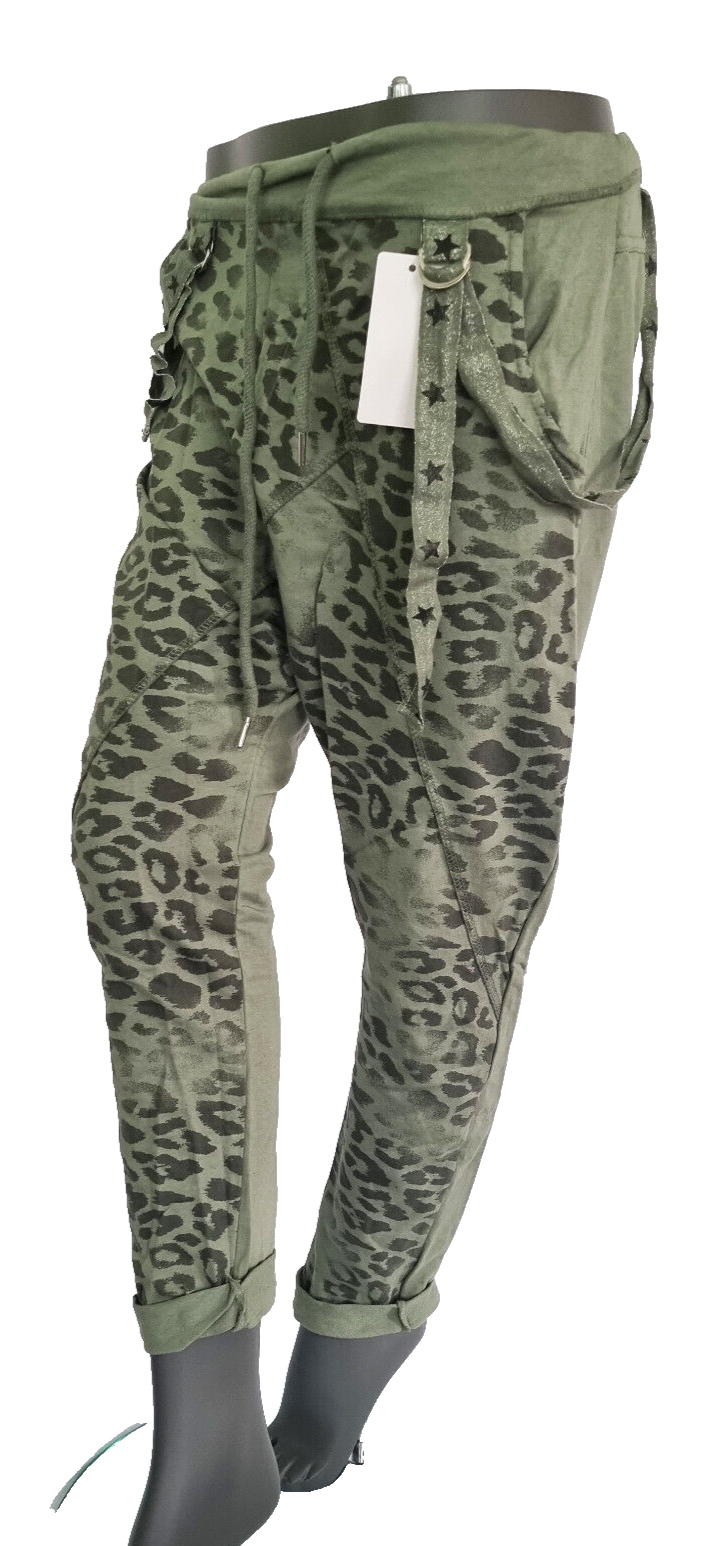 Jogpants Italy Freizeithose Schlupfhose Leopard Harem Boyfriend Gr.34-38 onesize