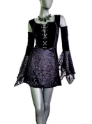 Zeige Bild Bäres Samt Longshirt Kleid Gothic  Witch Medieval Punk schwarz Spitze  Gr.38-42 2