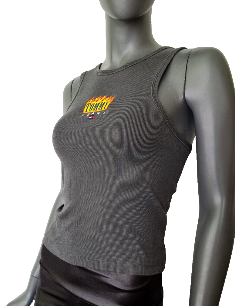 Tommy Jeans Ripp Tanktop Vintage Flame dunkelgrau Gr.34-40