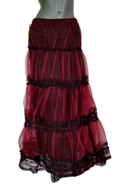 Maxirock Gothic Victorian Punk Larp Tüll Stufenrock rot schwar Gr.36-44 freesize