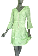 Zeige Bild Tunikakleid grün Kreppkleid oil dyed  Ibiza Boho Spitze Gr.38 3