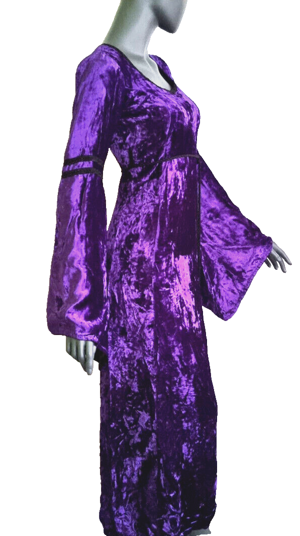 Samtkleid Maxikleid Mittelalter Gothic Witch blaugrau Gr. 36-38