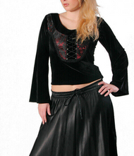 Bäres Samtshirt Schnürung Gothic Punk Mittelalter schwarz Gr.36/38