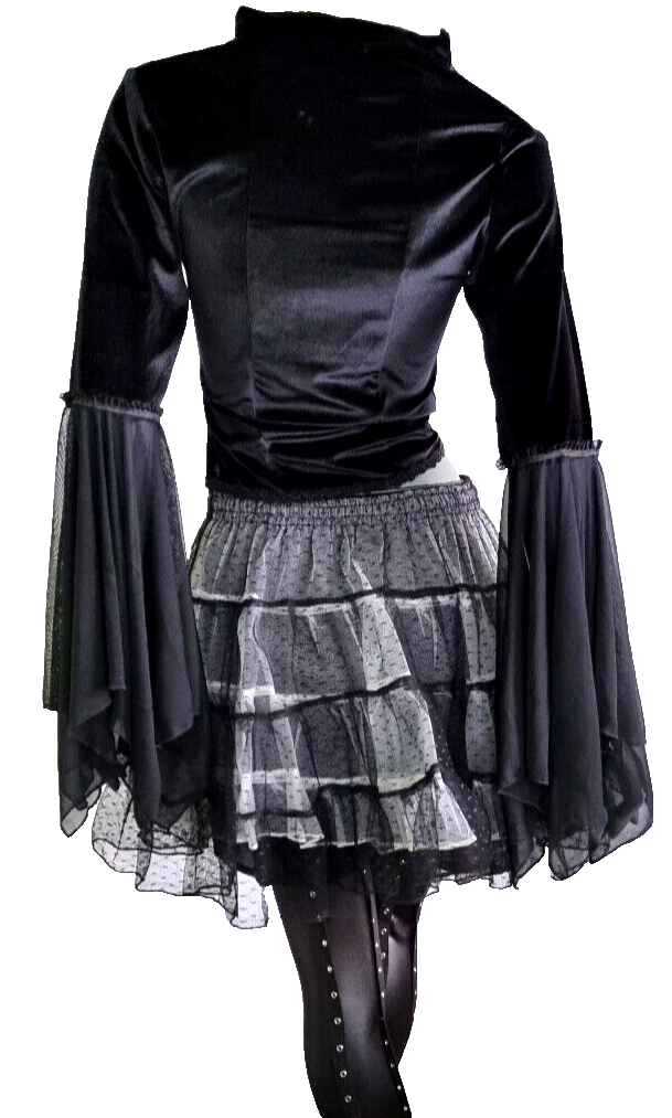 SamtBluse  Gothic Larp dark Witch Medieval Mieder Vampir Barock black Gr.38/40