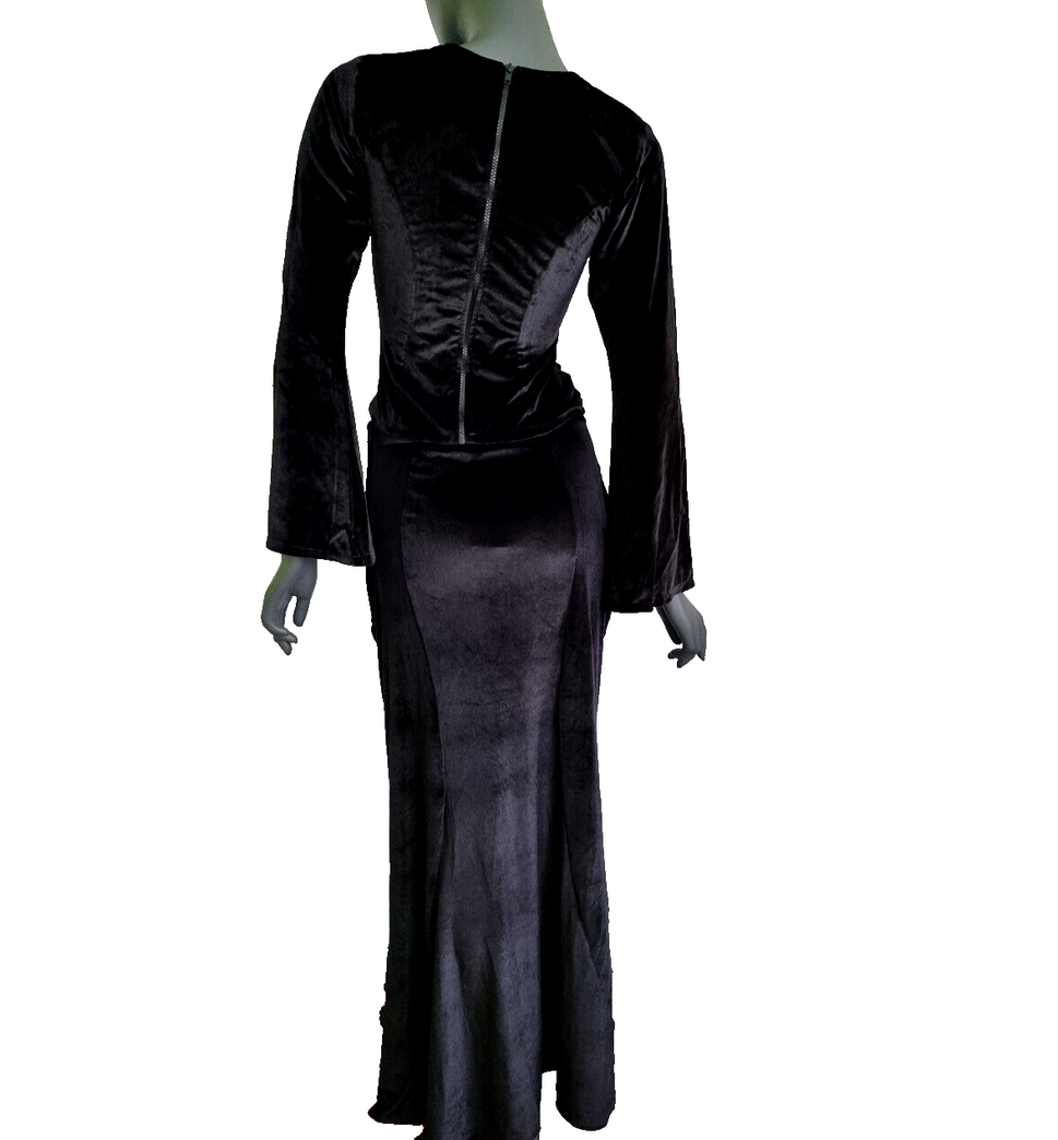 Bäres Maxirock raffung Samt victorian gothic schwarz Gr.36/38