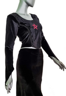 Zeige Bild Bäres Corsagen-Top  Gothic Cross Samt Stulpenärmel schwarz-bordeaux Gr.36/38 4