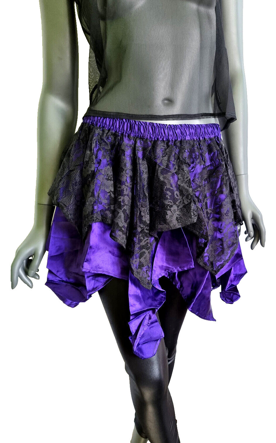 Zipfelrock Tüllrock Spitze Gothic Punk Rock Dark  Überrock Gr.34-40 freesize